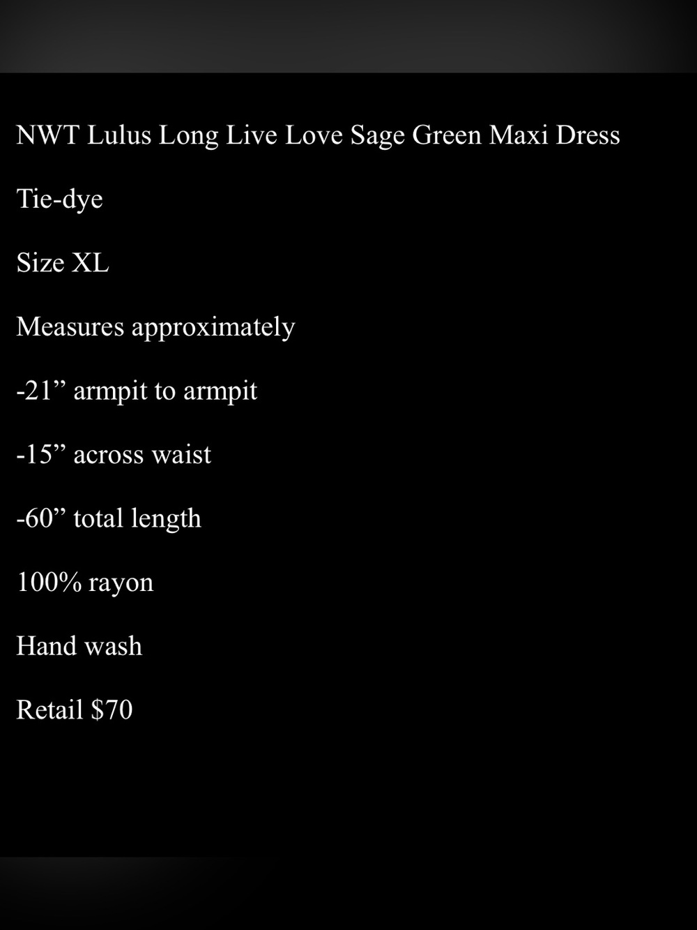NWT Lulu's Long Live Love Sage Green Tie-Dye Wrap Maxi Dress - XL - Picture 11 of 11
